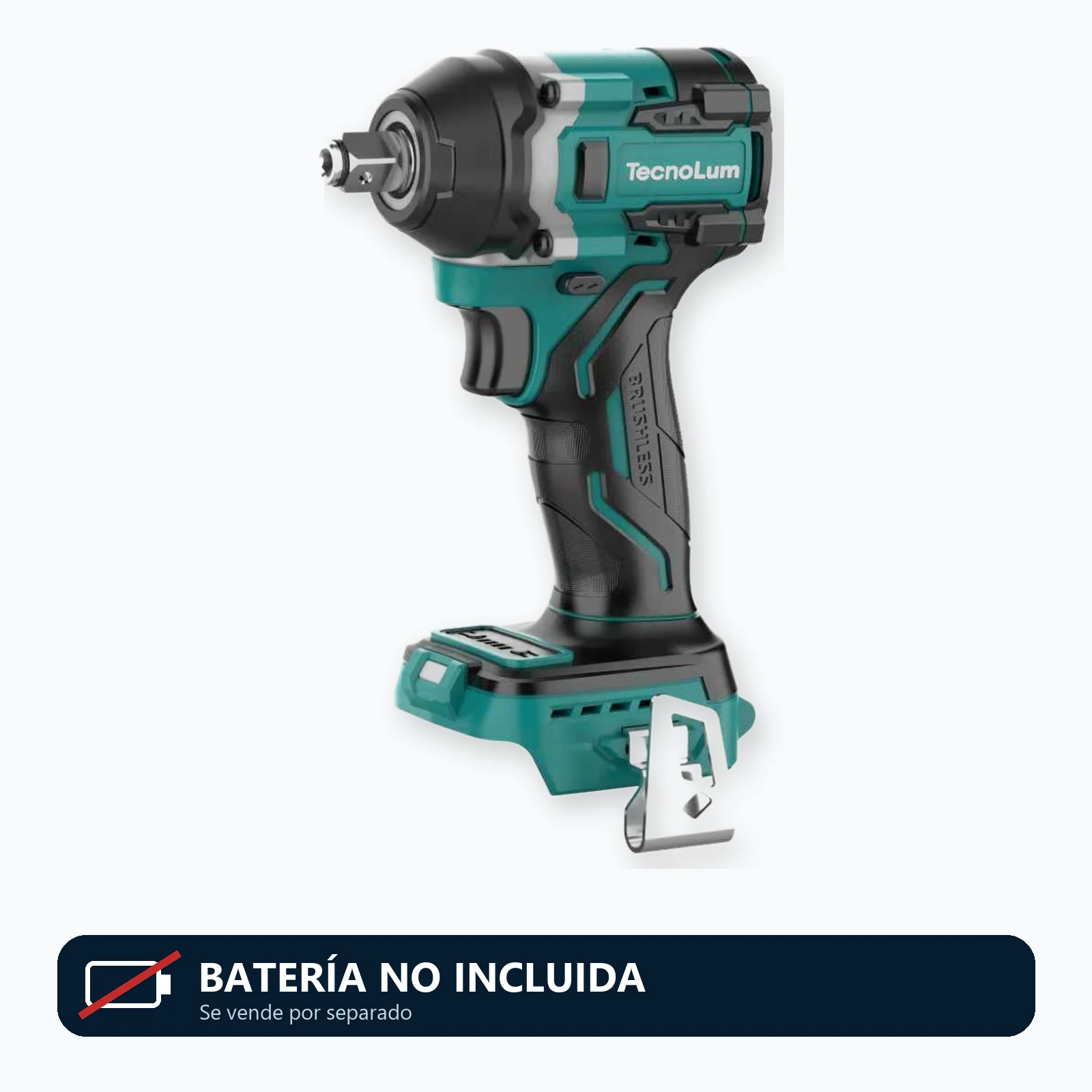 Llave de impacto sin escobillas TecnoLum TBL-210. Batería no incluida.